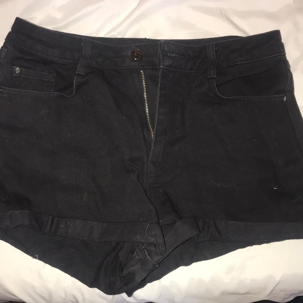 Black High-waisted Jean Shorts